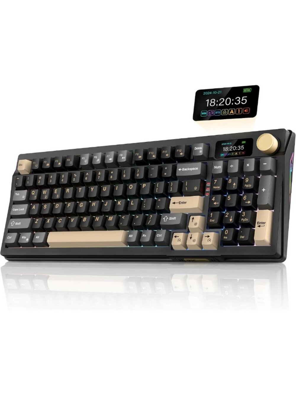 Wireless Mechanical Gaming Keyboard with TFT Screen, Hot Swappable, RGB Lighting